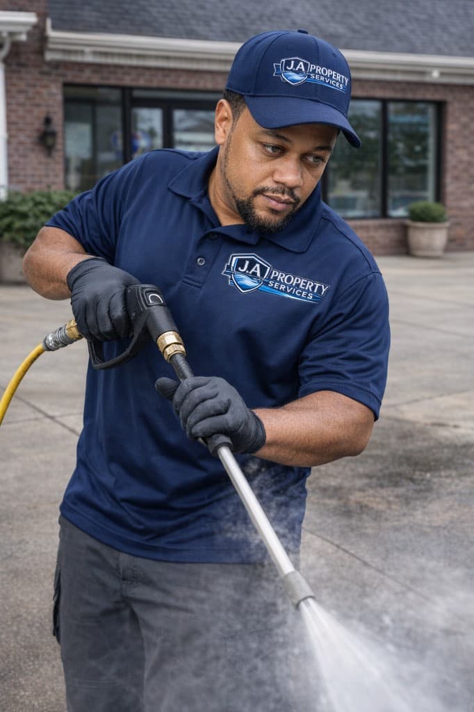 Owner-operated J.A. Property Services crew providing professional exterior power washing in the Chicago area